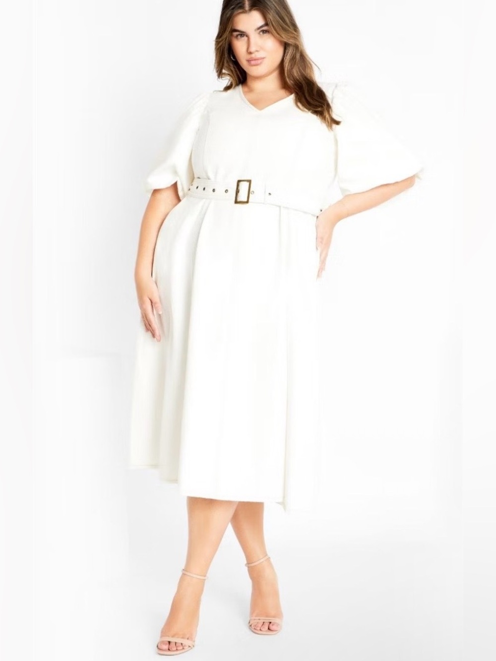 CITY CHIC Delilah Flutter Sleeve Denim Midi Dress